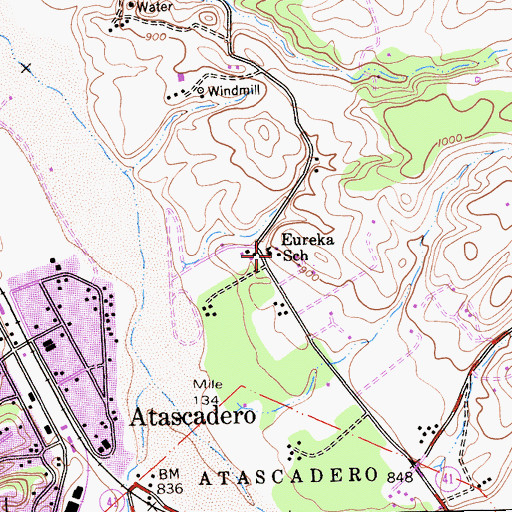 Topographic Map of Eureka School, CA