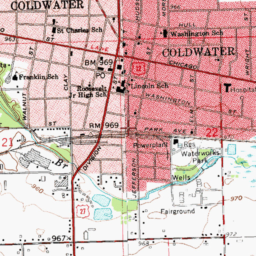 Topographic Map of Saint Marks Episcopal Church, MI