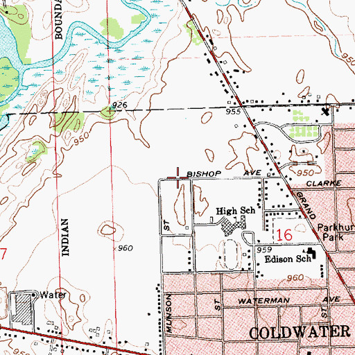 Topographic Map of First Baptist Church, MI