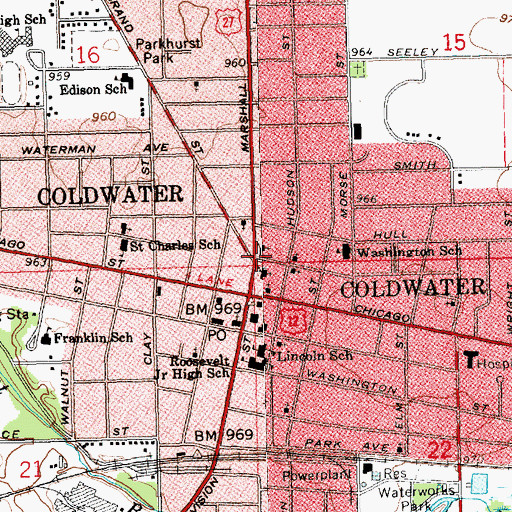Topographic Map of United Methodist Church, MI