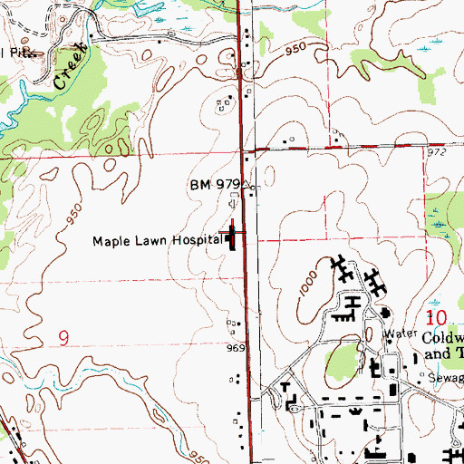 Topographic Map of Branch County Sheriff's Office, MI