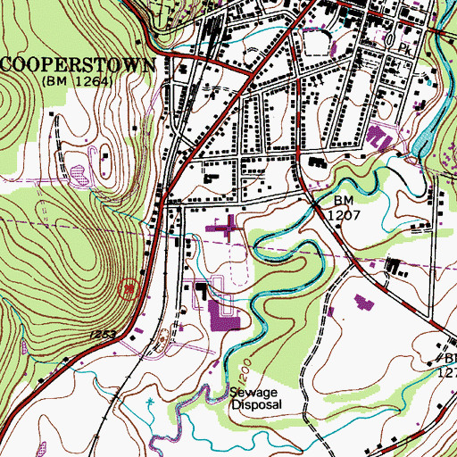 Topographic Map of Cooperstown Elementary School, NY