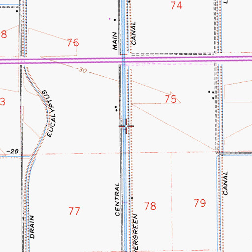 Topographic Map of Evergreen Canal, CA