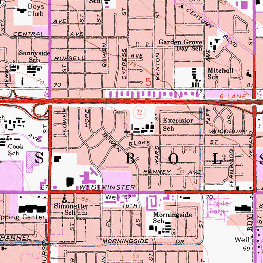 Topographic Map of Excelsior Elementary School, CA