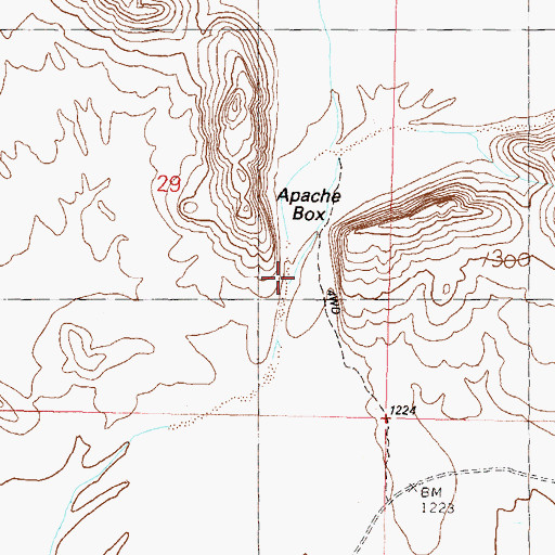 Topographic Map of Apache Box, AZ