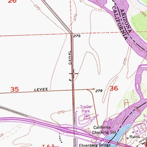 Topographic Map of F Canal, CA