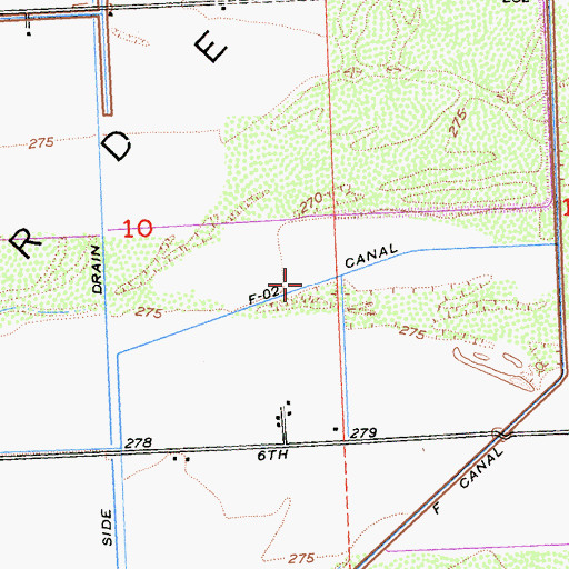 Topographic Map of F- 02 Canal, CA