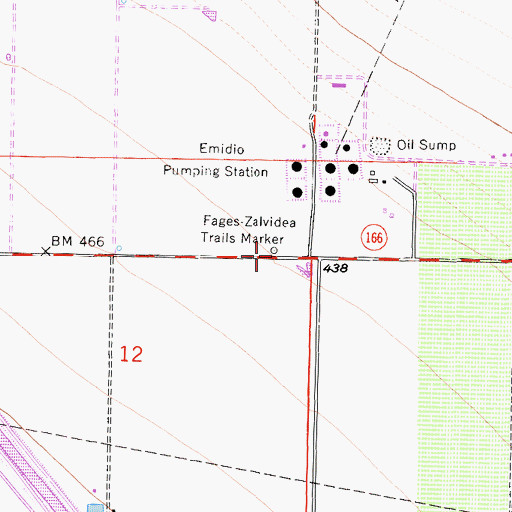 Topographic Map of Fages-Zalvidea Trails Marker, CA