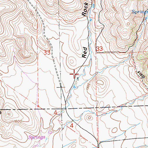 Topographic Map of Fahey Ranch, CA