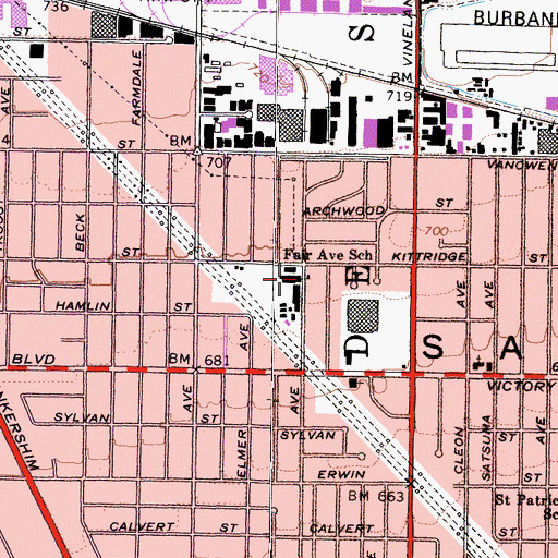 Topographic Map of Fair Elementary School, CA