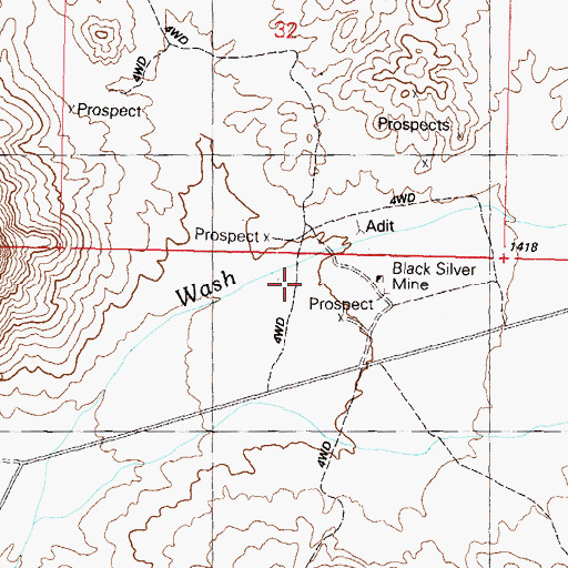 Topographic Map of Black Silver Mine, AZ