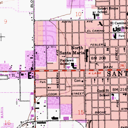 Topographic Map of Fairlawn Elementary School, CA