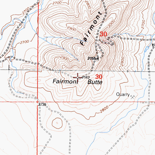 Topographic Map of Fairmont Butte, CA