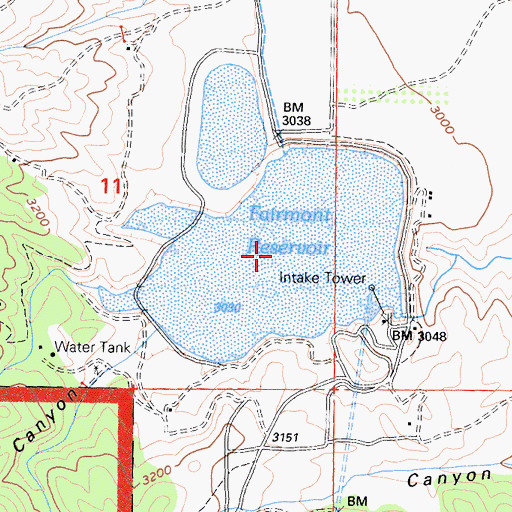 Topographic Map of Fairmont Reservoir, CA