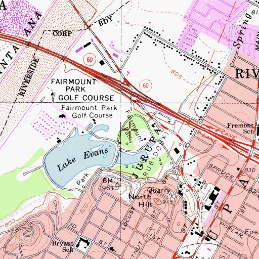 Topographic Map of Fairmount Park, CA