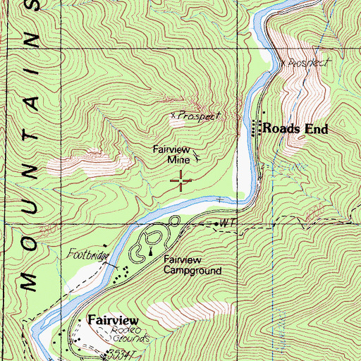 Topographic Map of Fairview Mine, CA