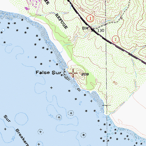 Topographic Map of False Sur, CA