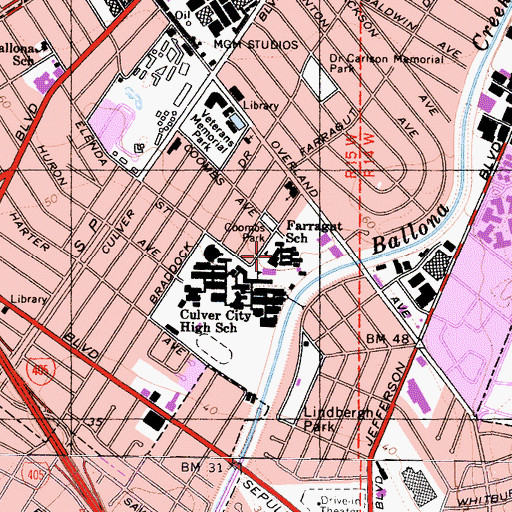 Topographic Map of Farragut Elementary School, CA