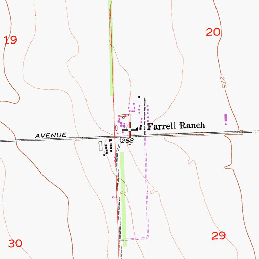 Topographic Map of Farrell Ranch, CA