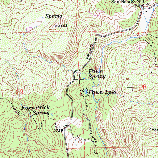 Topographic Map of Fawn Spring, CA