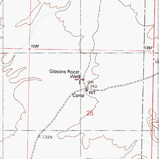 Topographic Map of Gibsons Roost Well, AZ