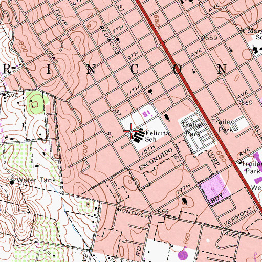 Topographic Map of Felicita Elementary School, CA