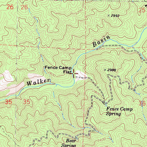 Topographic Map of Fence Camp Flat, CA