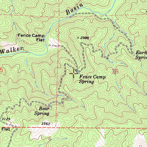 Topographic Map of Fence Camp Spring, CA