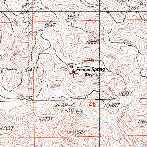 Topographic Map of Fenner Spring, CA