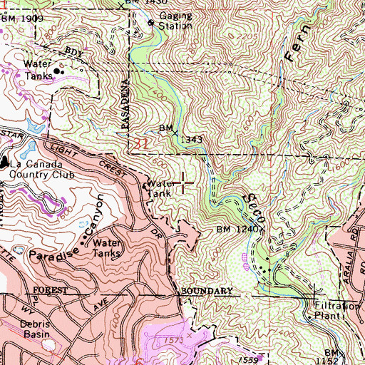 Topographic Map of Fern Canyon, CA