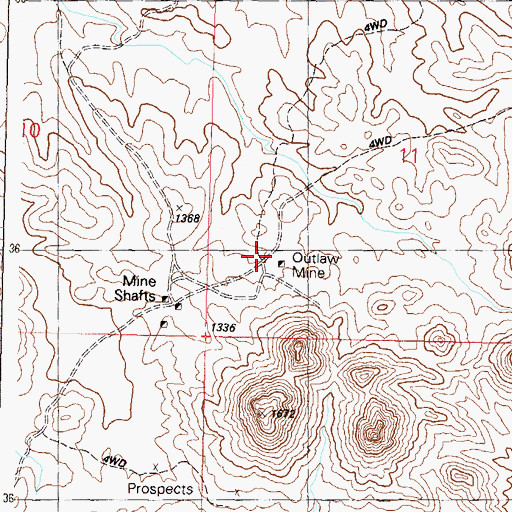 Topographic Map of Outlaw Mine, AZ