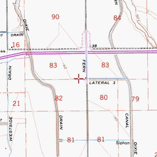 Topographic Map of Fern Lateral Three, CA