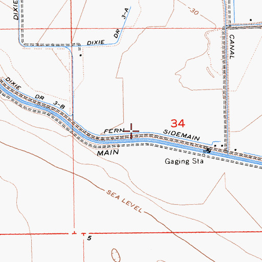 Topographic Map of Fern Sidemain, CA