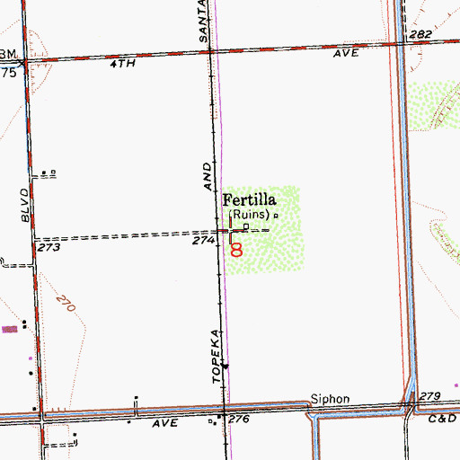 Topographic Map of Fertilla, CA