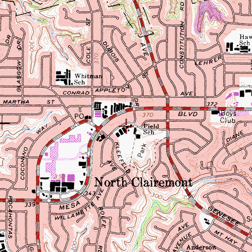 Topographic Map of Field Elementary School, CA