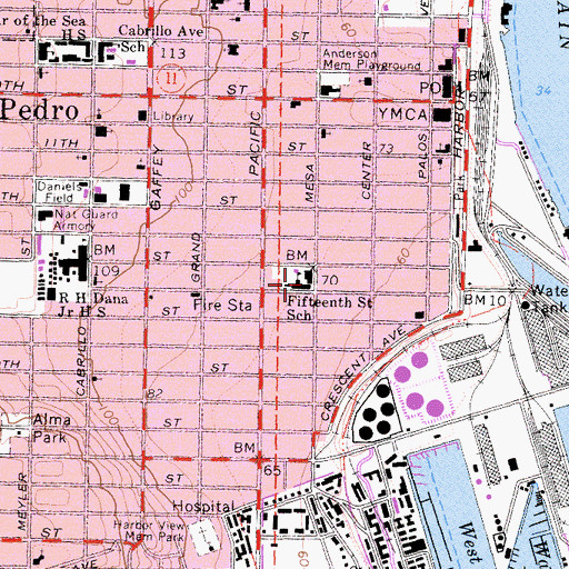 Topographic Map of Fifteenth Street Elementary School, CA