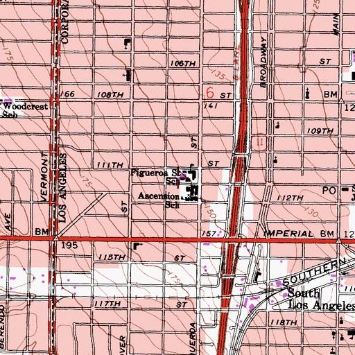 Topographic Map of Figueroa Elementary School, CA