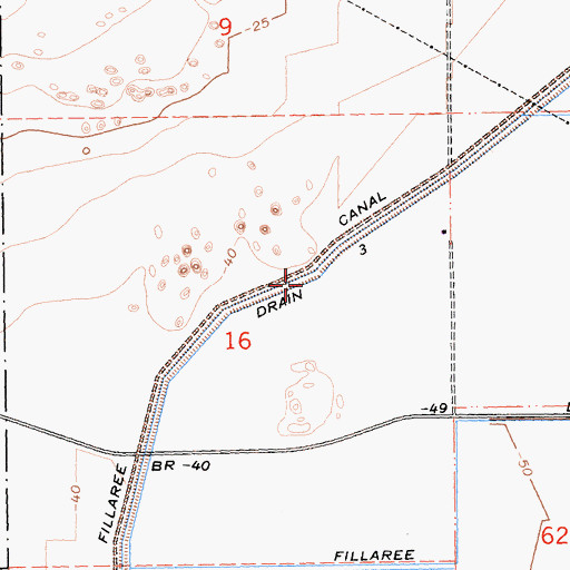 Topographic Map of Fillaree Drain Three, CA