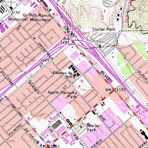 Topographic Map of Broadous Elementary School, CA