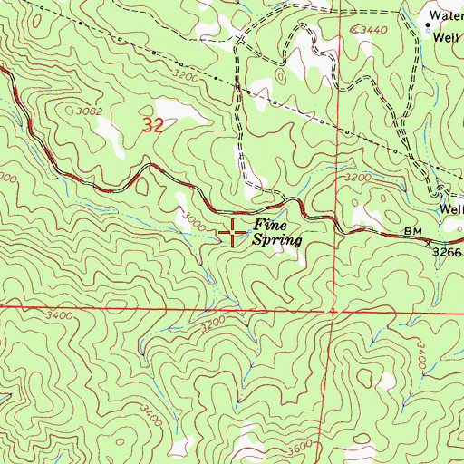 Topographic Map of Fine Spring, CA