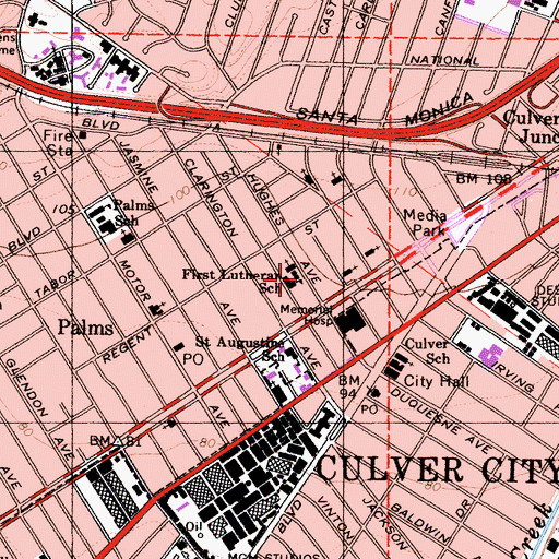Topographic Map of First Lutheran School, CA
