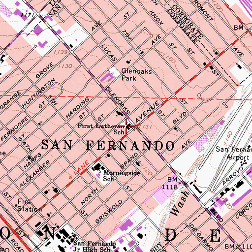 Topographic Map of First Lutheran School, CA