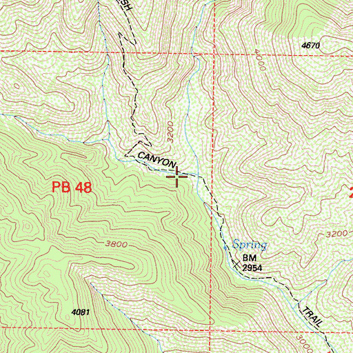 Topographic Map of Fish Canyon Trail, CA