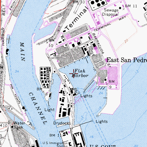 Topographic Map of Fish Harbor, CA