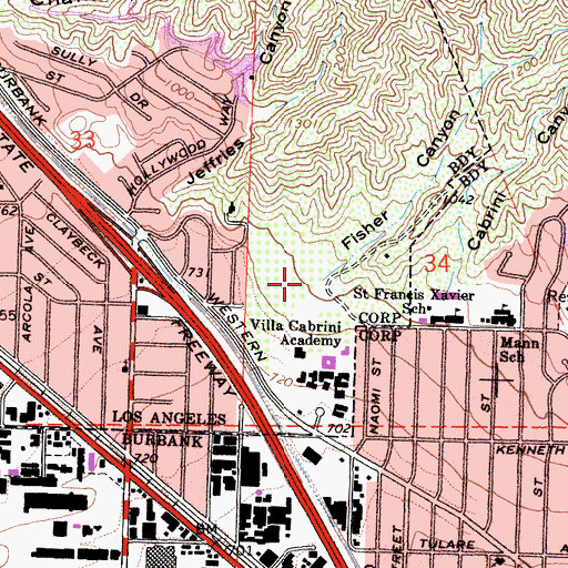 Topographic Map of Fisher Canyon, CA