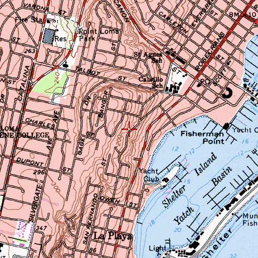 Topographic Map of Fisherman Point, CA