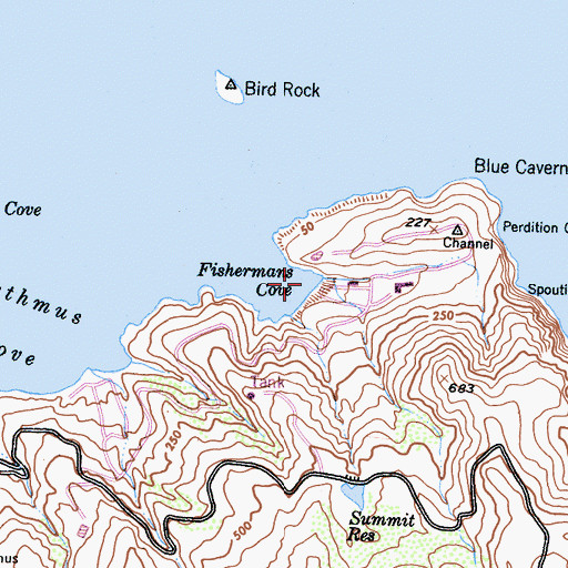 Topographic Map of Fishermans Cove, CA