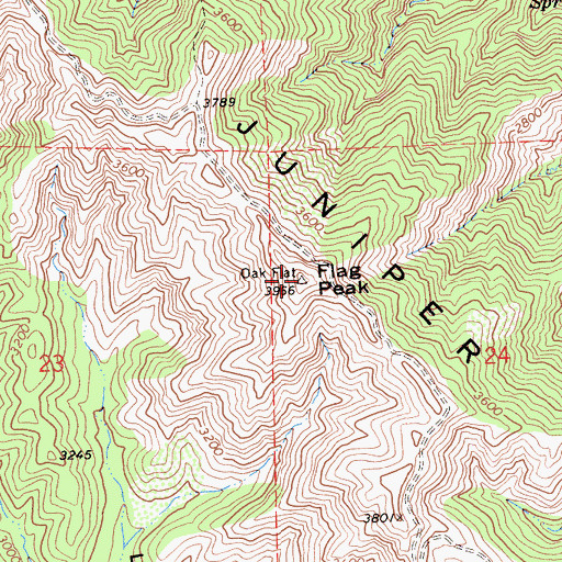Topographic Map of Flag Peak, CA