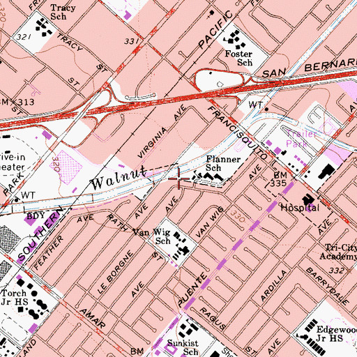 Topographic Map of Flanner School, CA