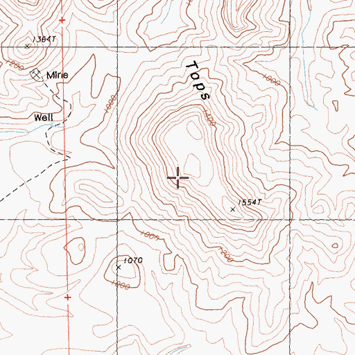 Topographic Map of Flat Tops, CA